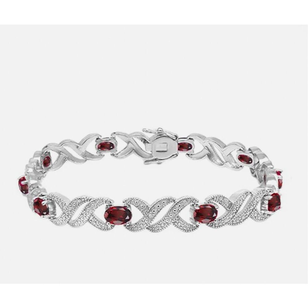 Garnet and Genuine Diamonds Bracelet